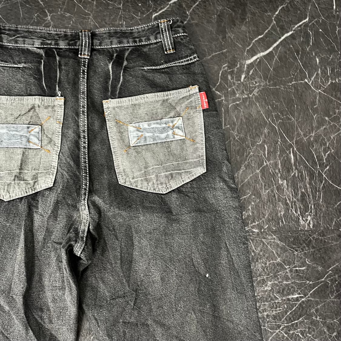 Dermson 흑청 패치워크 와이드 데님 팬츠 상품이미지7