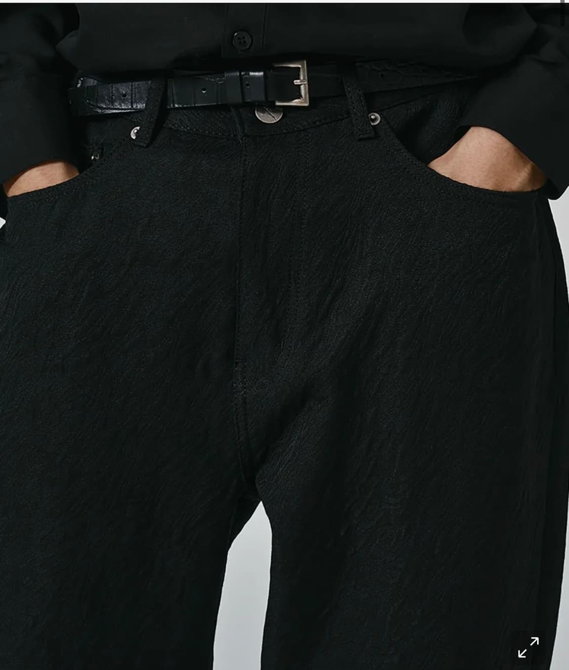 (48)노이어 쟈카드 세미 와이드 팬츠 블랙 상품이미지3