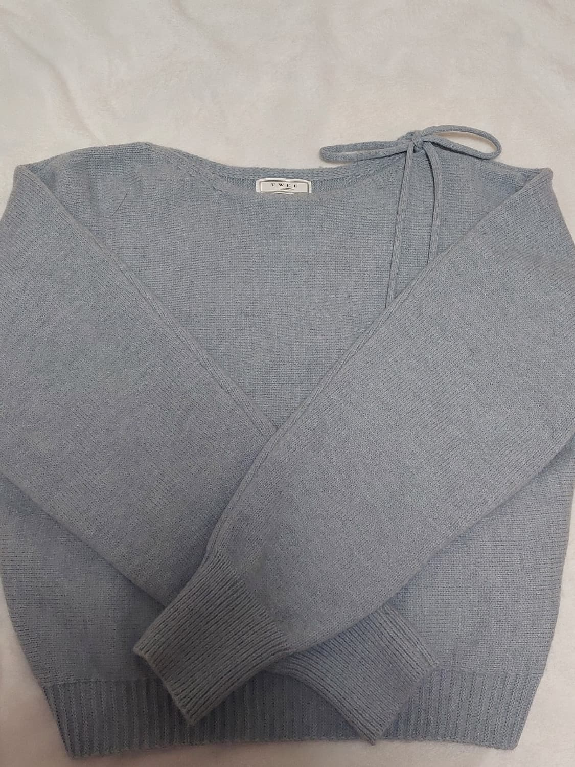 트위 하이티 숄더 리본 니트 상품이미지3