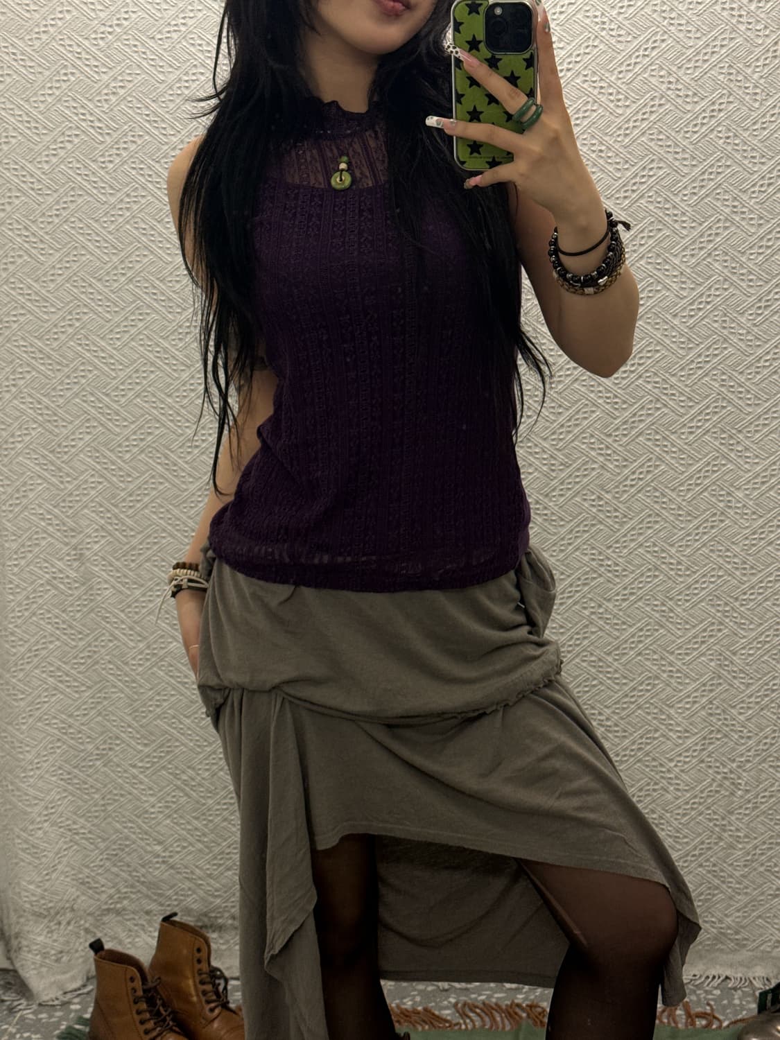 빈티지 란제리코어 레트로 90's 딥퍼플 포도맛 나시 K0141 상품이미지2