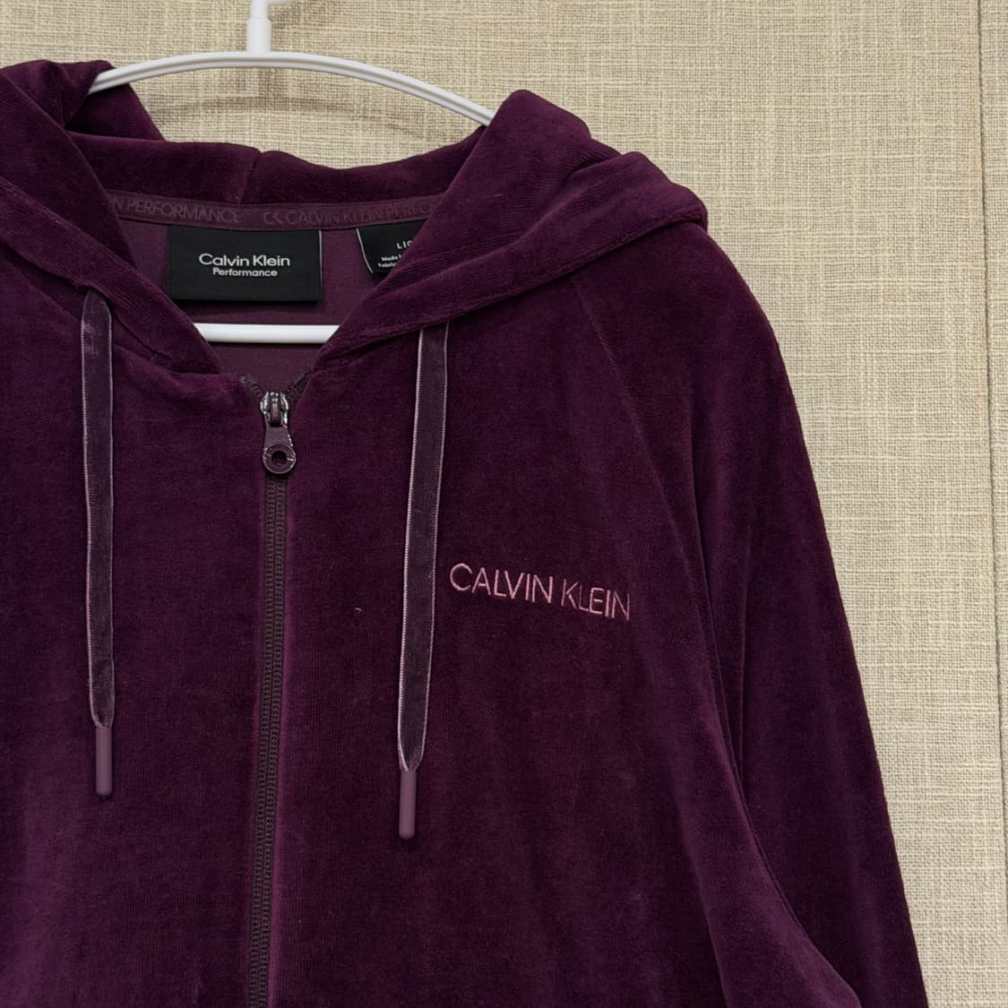 캘빈클라인 벨벳 트레이닝 후드집업 퍼플 L (w) 상품이미지2
