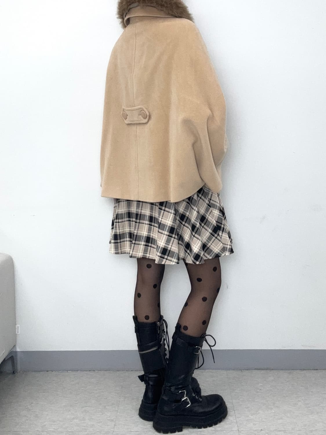 빈티지 베이지 케이프 망토 판쵸 하프 코트 갸루 상품이미지9