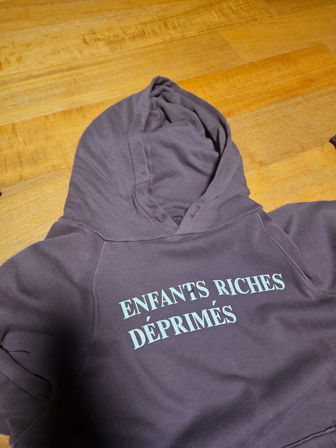 [L / 90-95] 앙팡리쉬데프리메 로고 버건디 슈렁큰 후드 상품이미지3