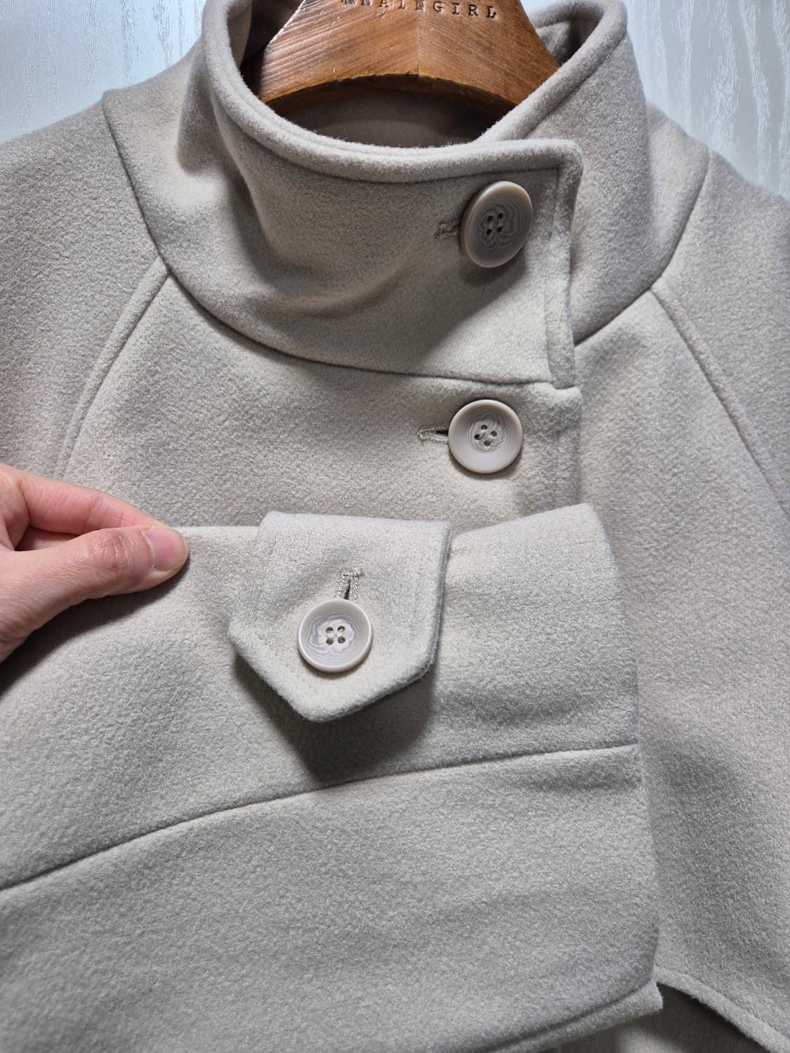 JPN빈티지.아이보리 케이프 롱 코트 상품이미지7