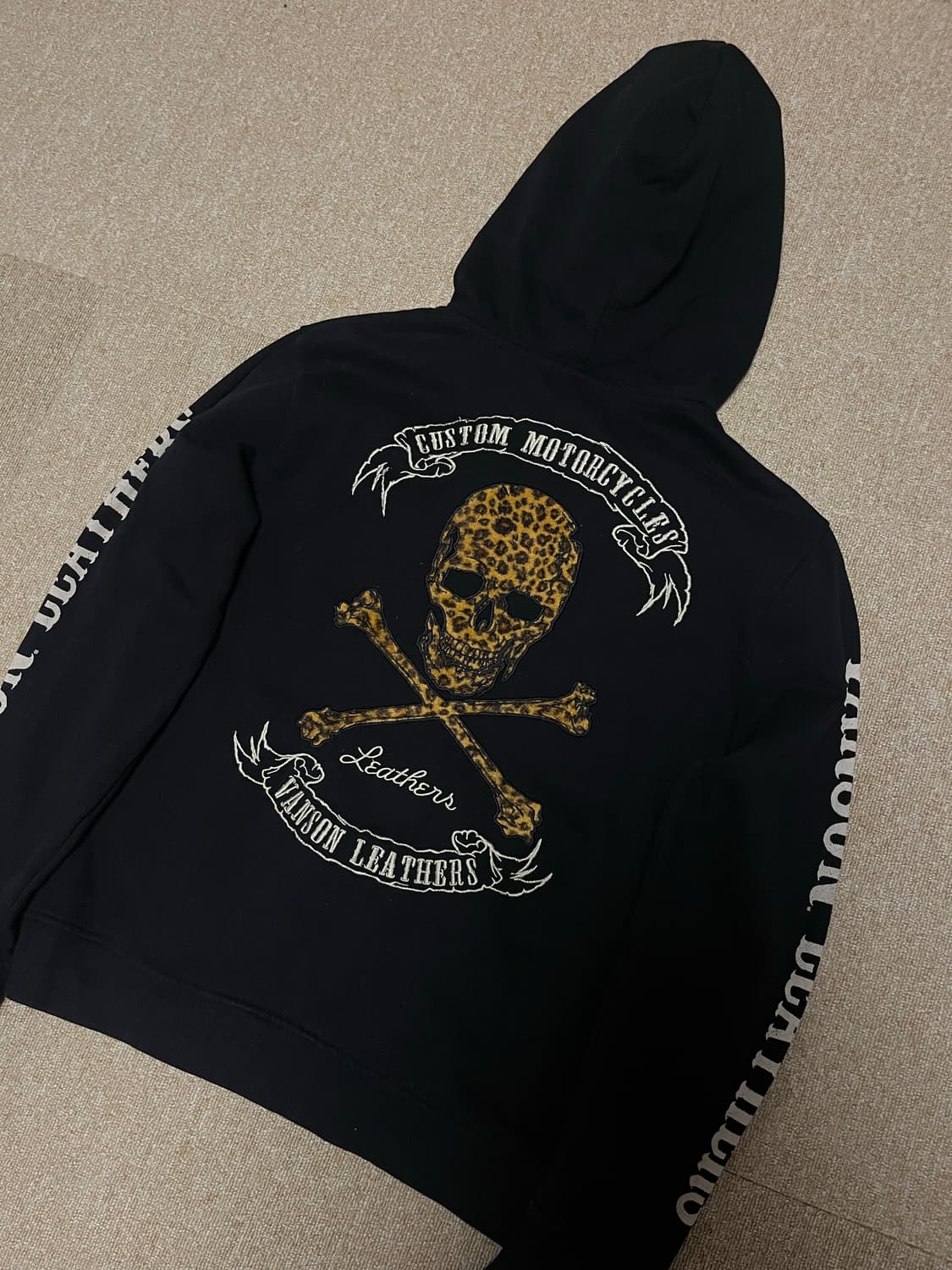 밴슨 레오파드 스컬 후드집업 블랙 M  상품이미지3