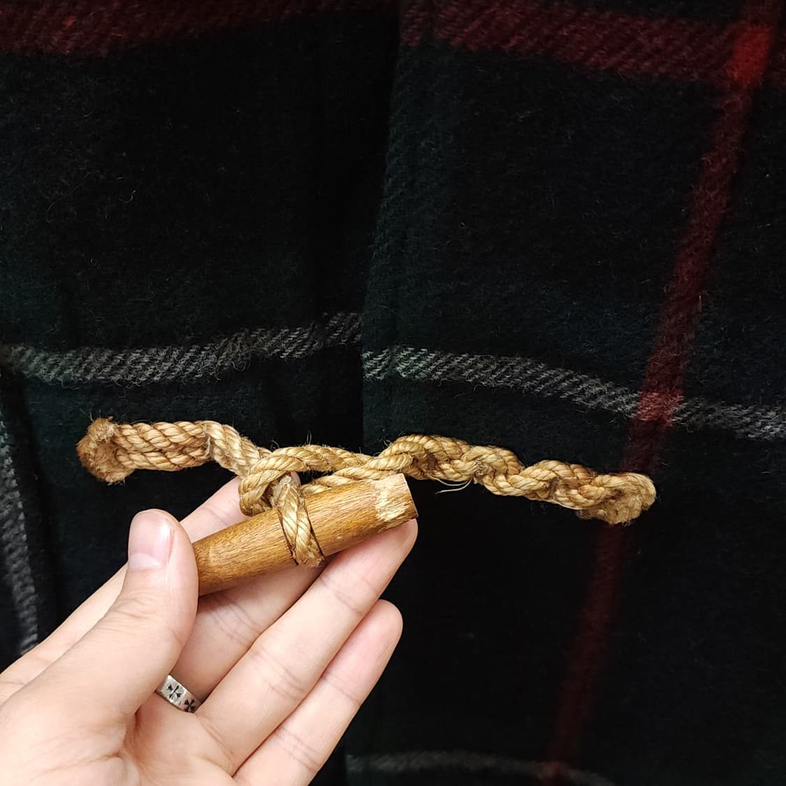 90s 폴로 랄프로렌 롱 더플코트 타탄 체크 made in USA M 상품이미지7