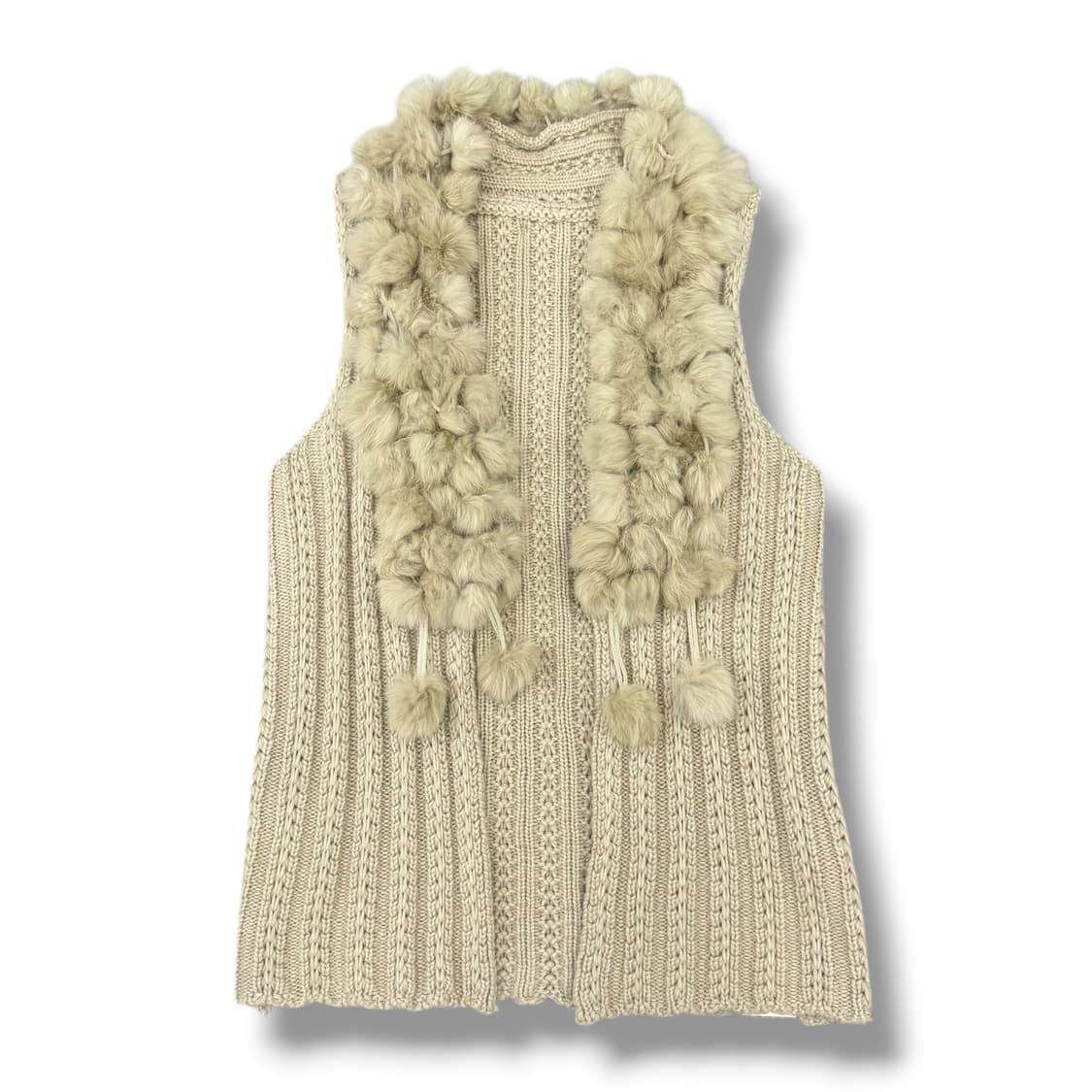 JPN 레빗퍼 폼폼 니트 베스트 조끼 상품이미지1