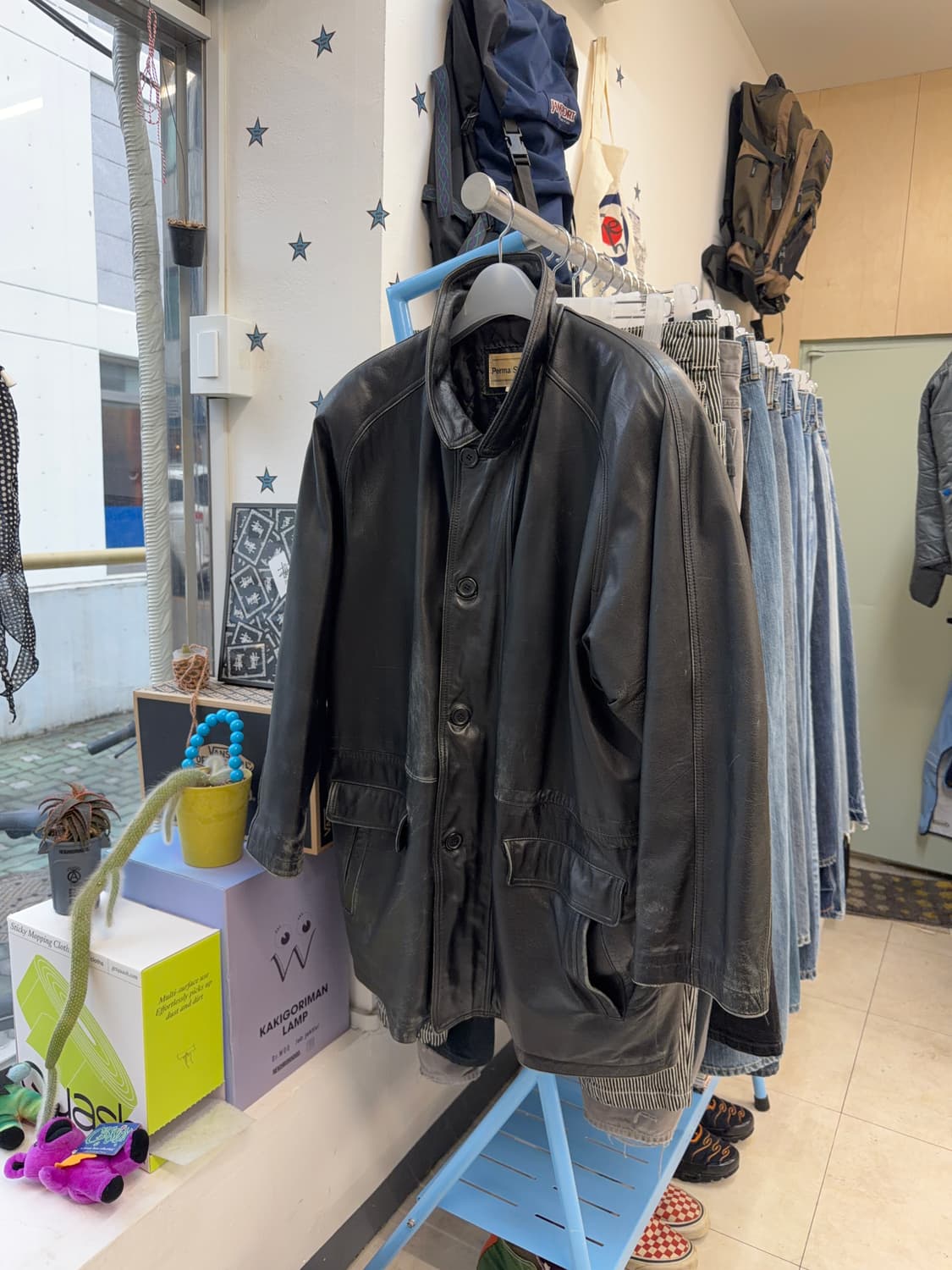 Vtg leather car coat 상품이미지1