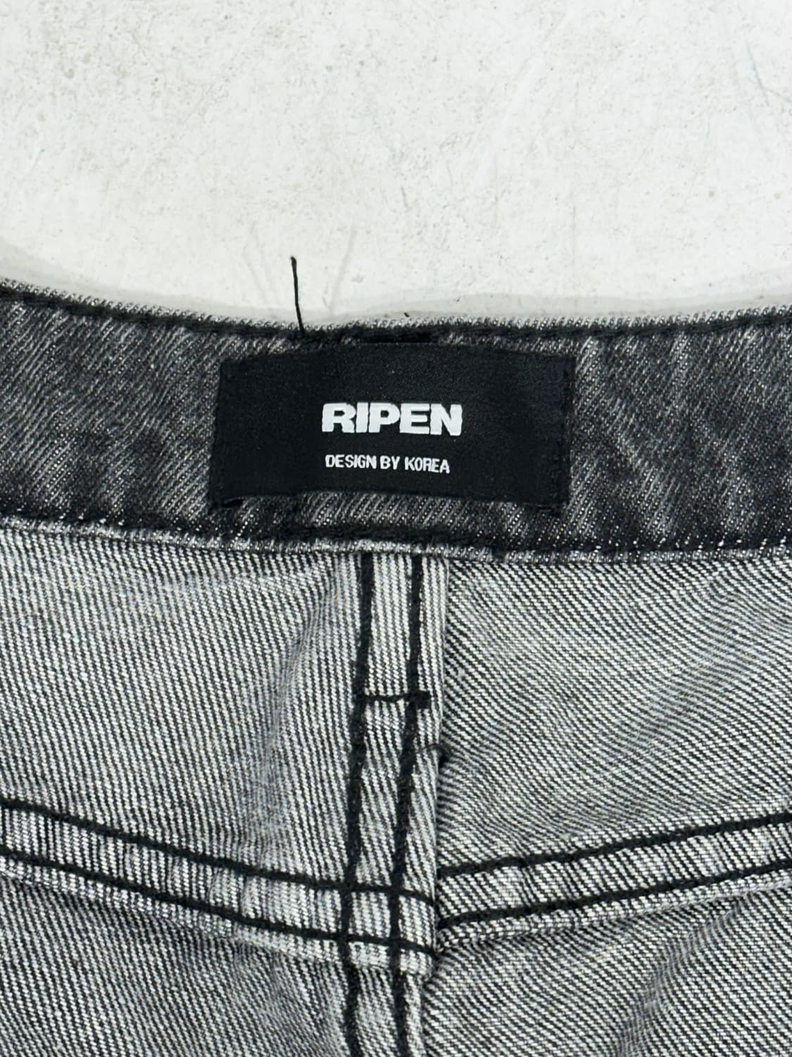 Ripen 빈티지 흑청 워싱 멀티 포켓 유틸리티 와이드 카고 데님 팬츠  상품이미지7