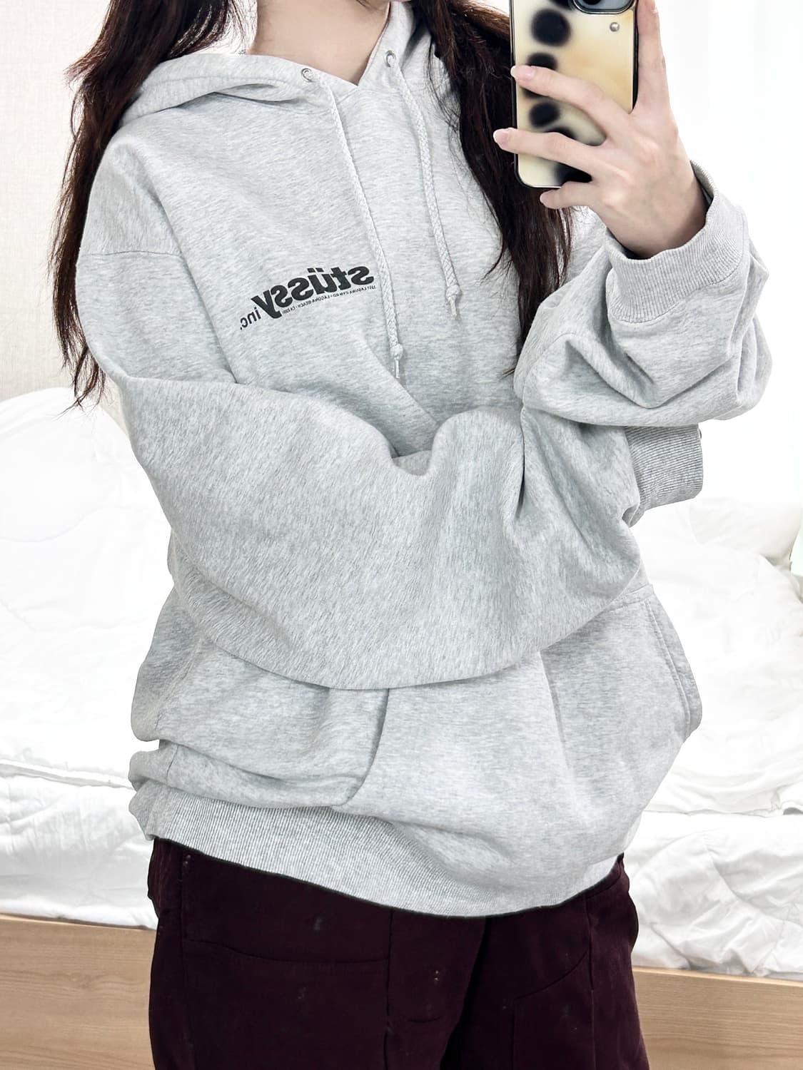 스투시 빅로고  그레이 후드 상품이미지4