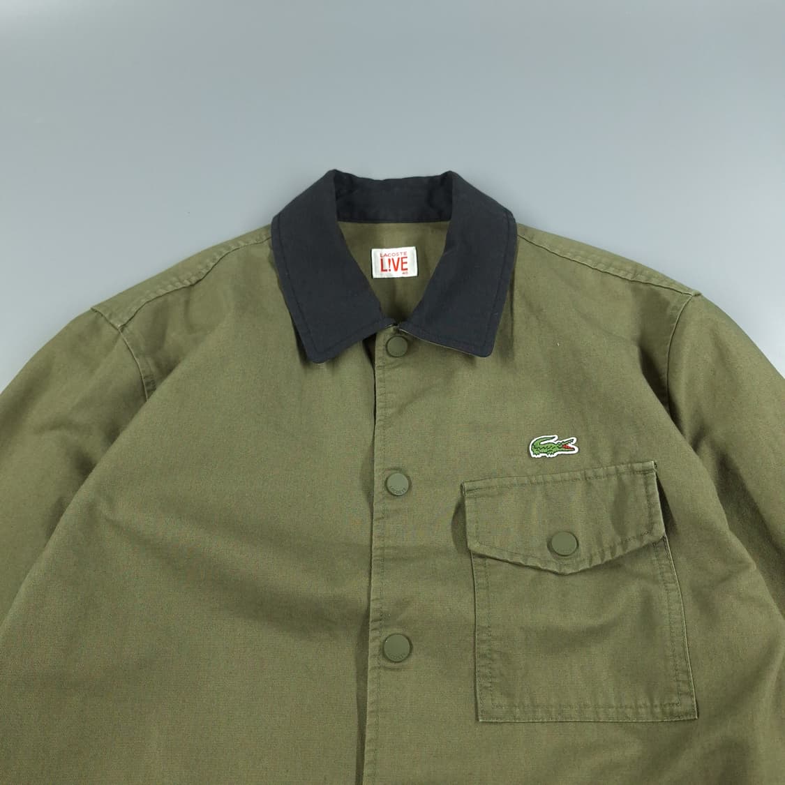 라코스테 카키 체스트포켓 로고패치 아메카지 코튼 초어자켓 캐주얼자켓 상품이미지5