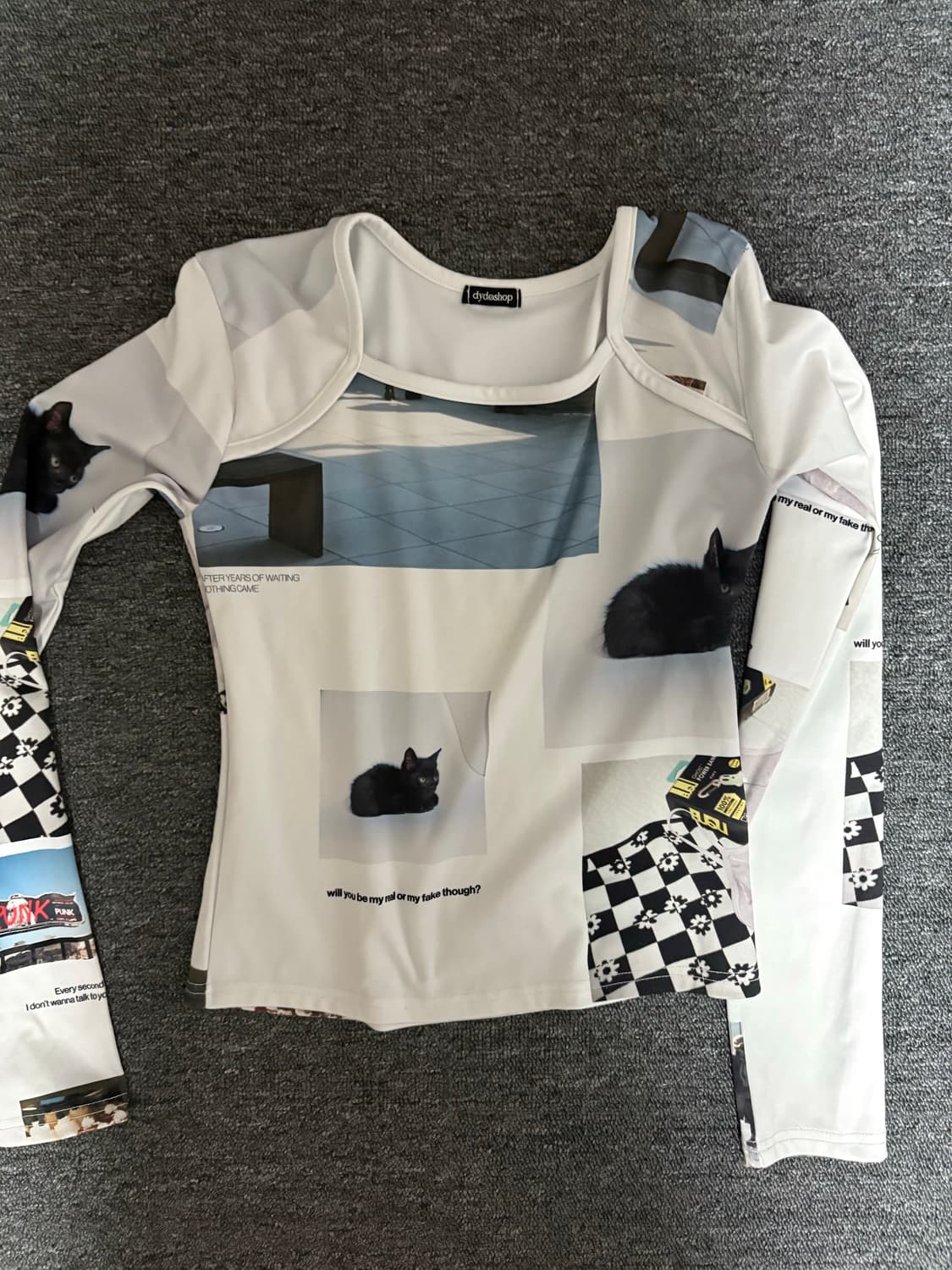 dydoshop 디와이도 고양이 프린팅 긴팔 티셔츠 상품이미지1
