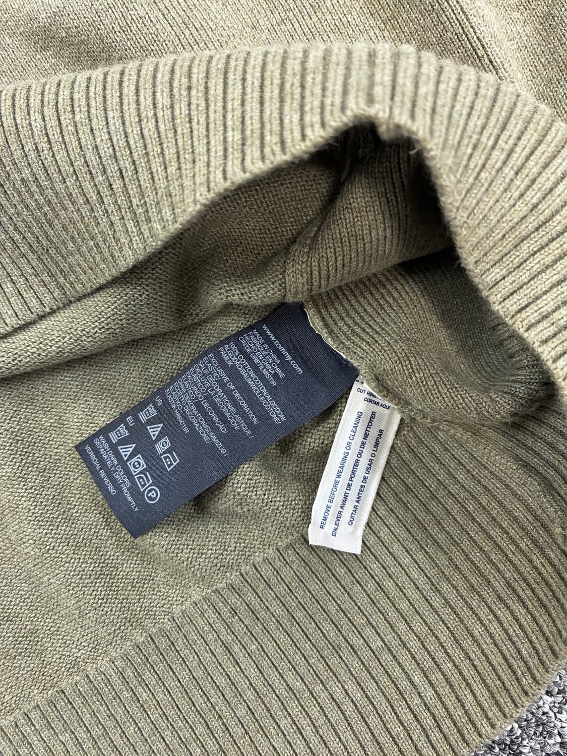 타미 힐피거 올리브 그린 니트 하프 집업 XL 상품이미지8