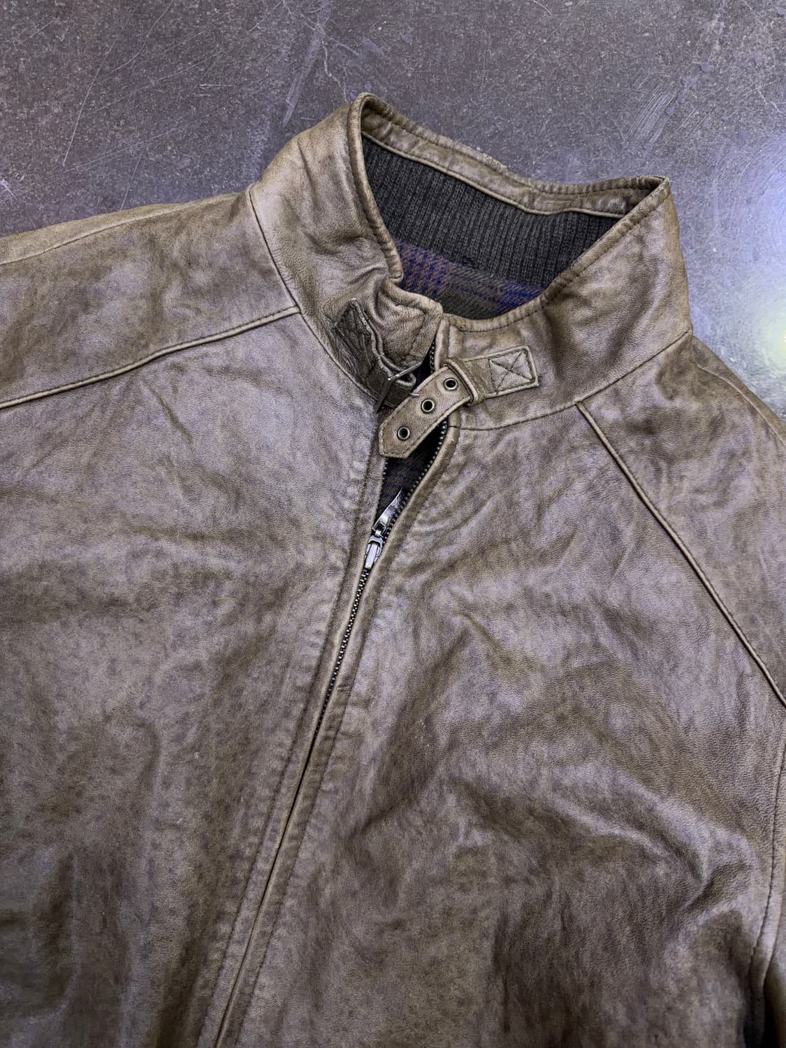 페리엘리스 빈티지 양가죽 워싱 싱글 라이더자켓 100 상품이미지3