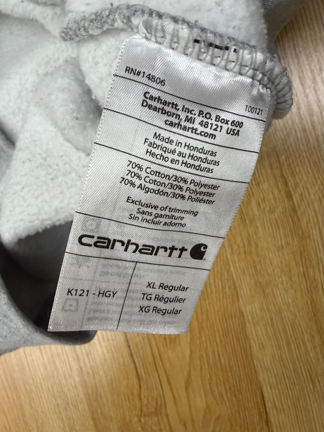 [XL]칼하트 k121 그레이 기모후드티 상품이미지6