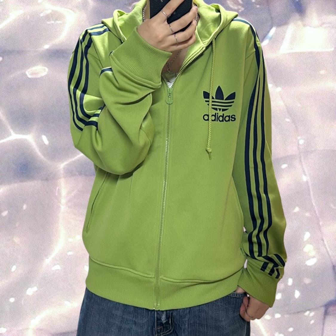 00s 아디다스 플락 후드 집업 져지 그린 연두 말차맛 초록 110 2X 상품이미지1