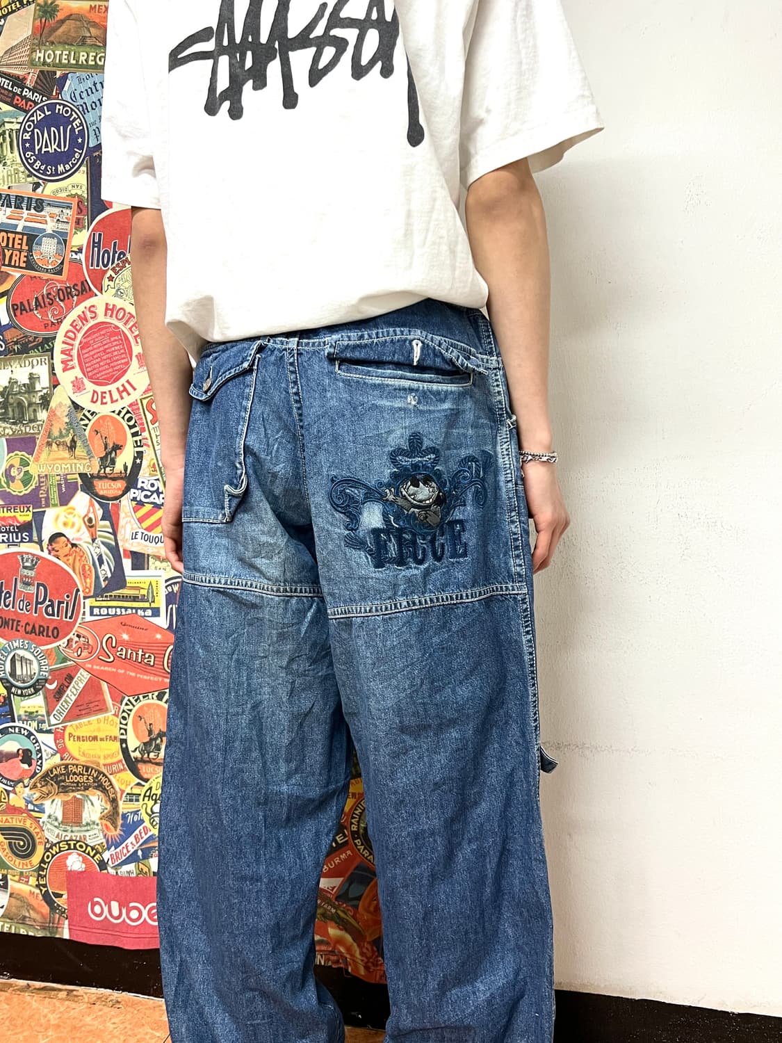 90s 요시유키 코니시 Ficce 올드스쿨 자수 대님팬츠 청바지 32 상품이미지3