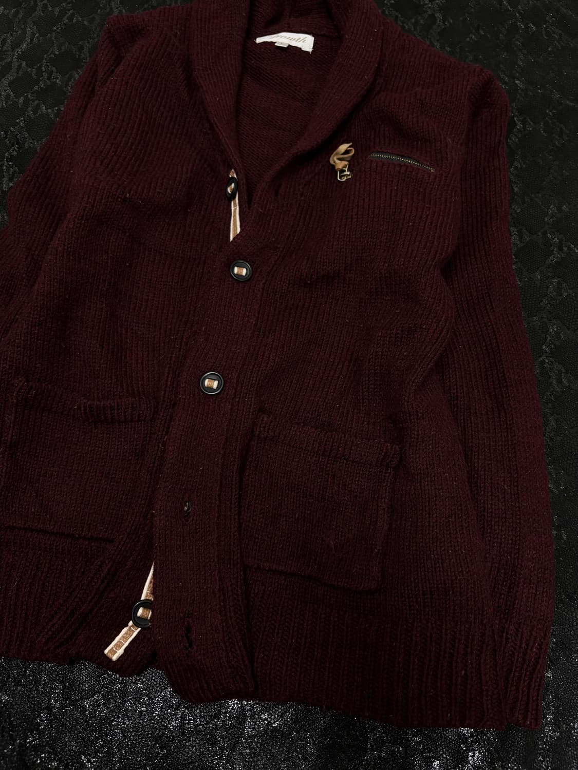 “Vintage” burgundy Zipper detail Knit Ca 상품이미지7