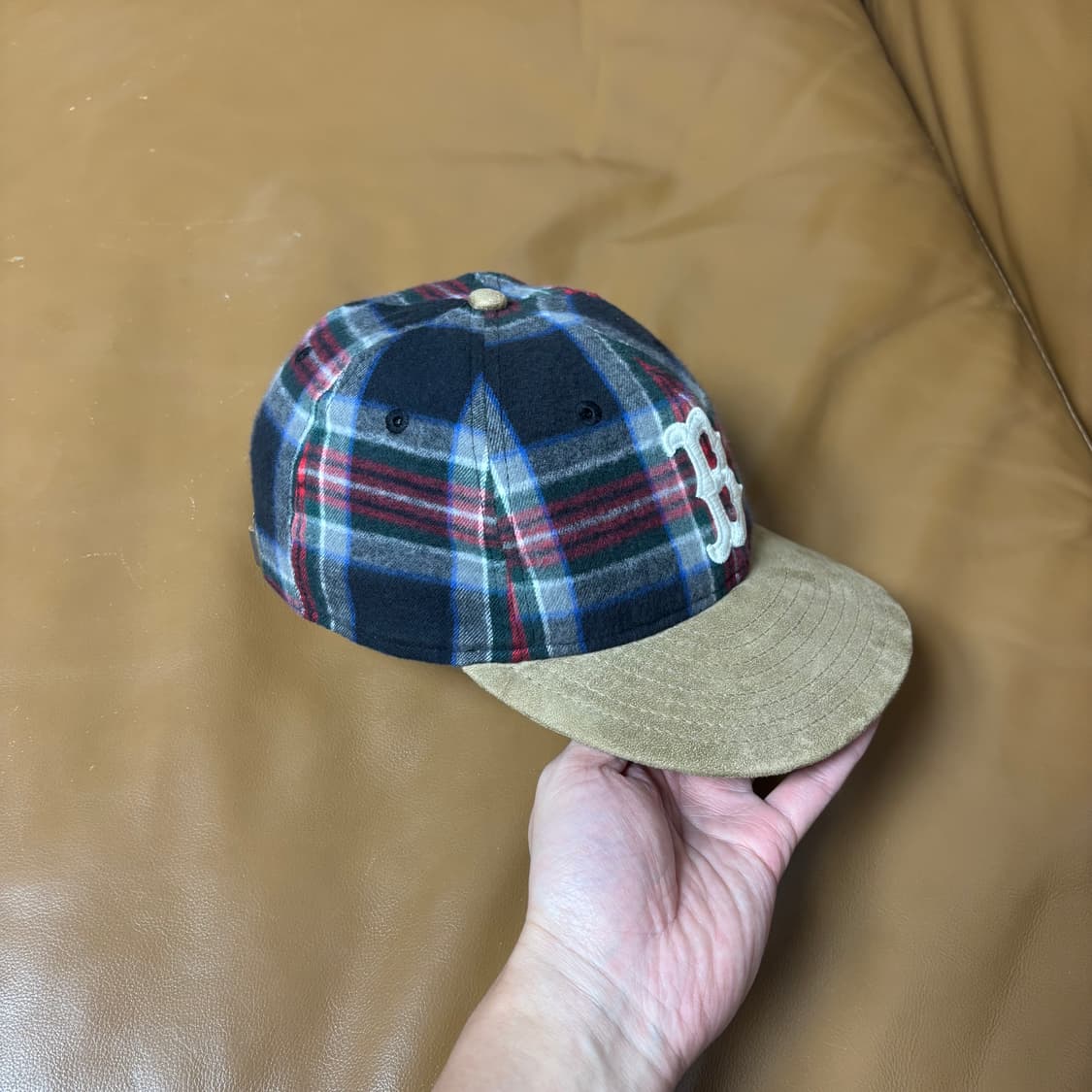 빔즈 뉴에라 9Fifty 볼캡 모자 스웨이드 바이저 잉글랜드 체크 상품이미지3