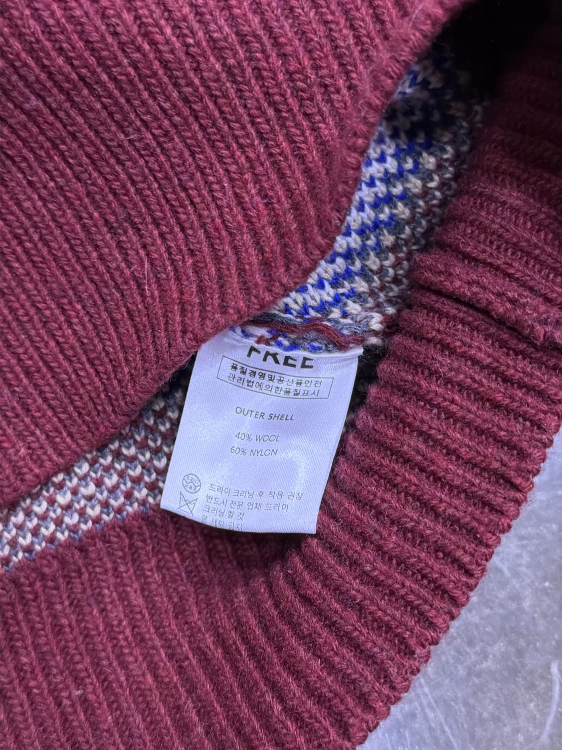 노메이드 노르딕 반집업 숄 니트 스웨터 버건디 상품이미지7