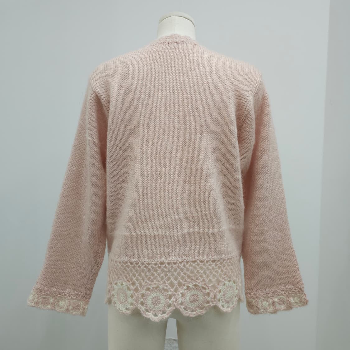 파스텔 핑크 플라워 크로셰 레이스 니트 가디건 상품이미지3