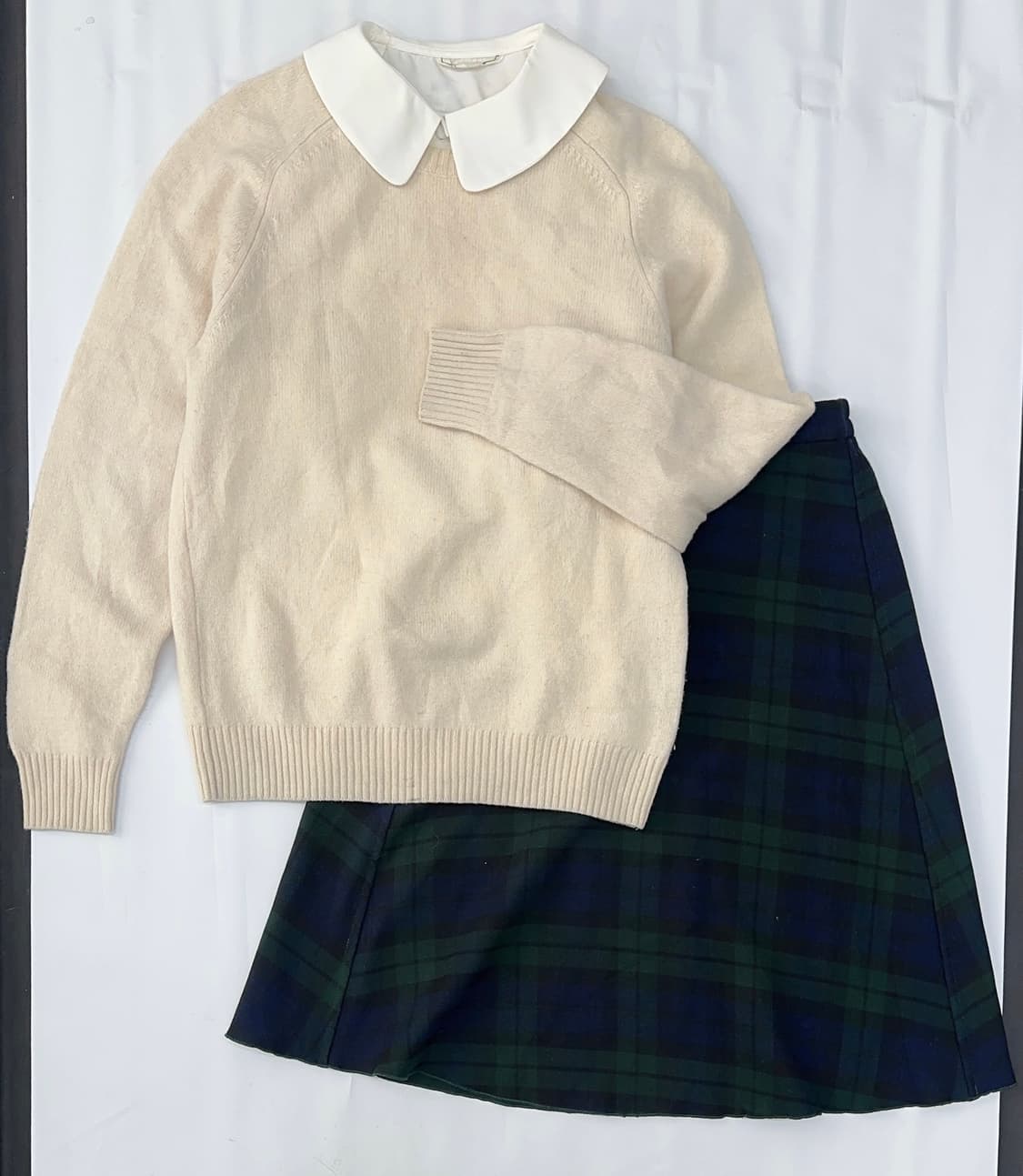 ❄️사와코의 교복st 코디세트❄️ 고갸루 러블리 체크 미디스커트 니트 상품이미지3