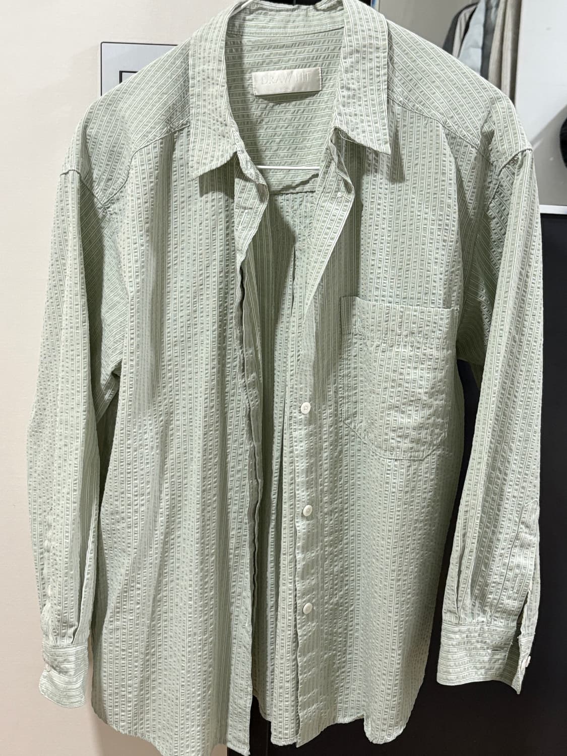 드로우핏우먼 더블 스트라이프 셔츠 [PALE GREEN]  상품이미지3