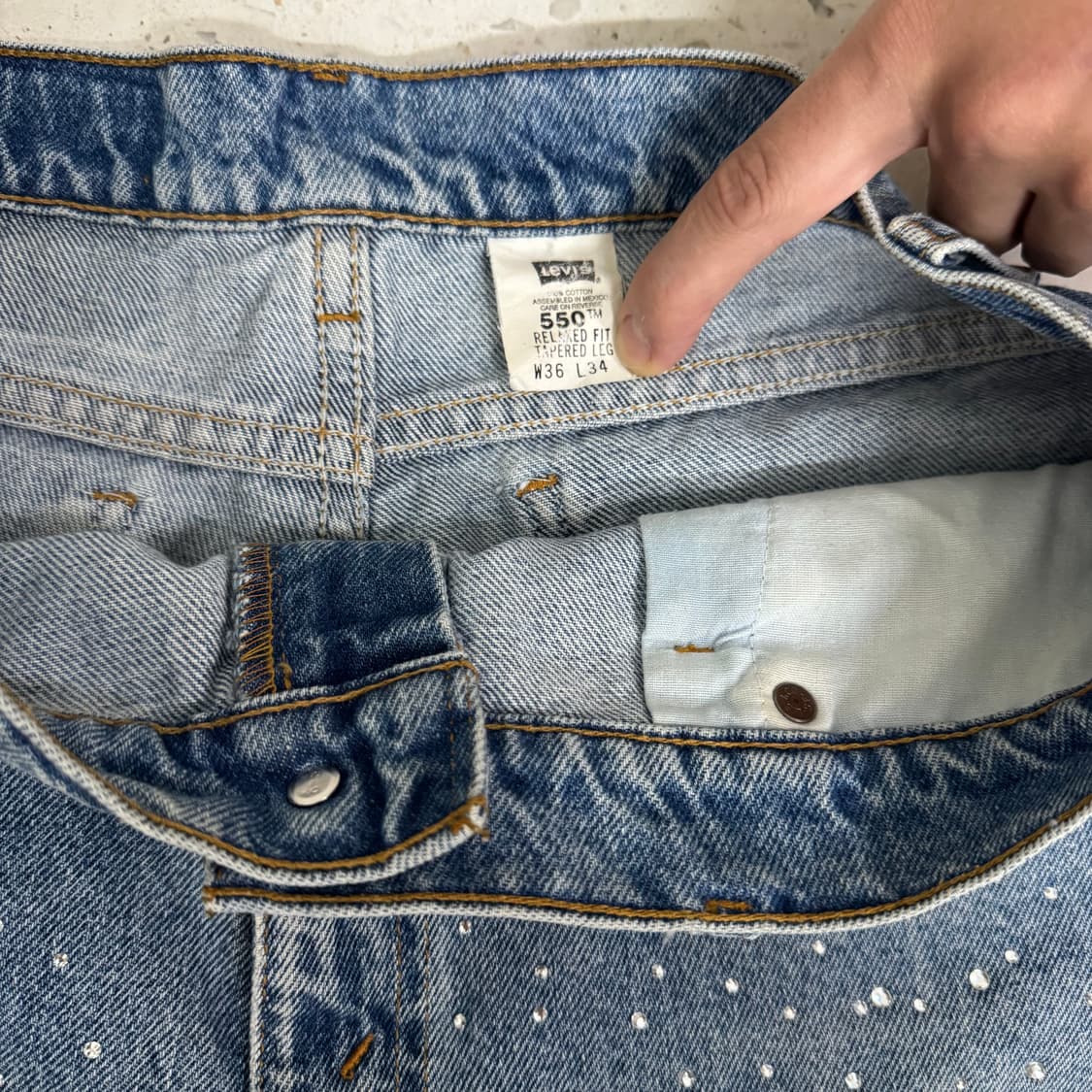 Vintage Levi's 550 rhinestone 버뮤다 쇼츠연청 상품이미지3