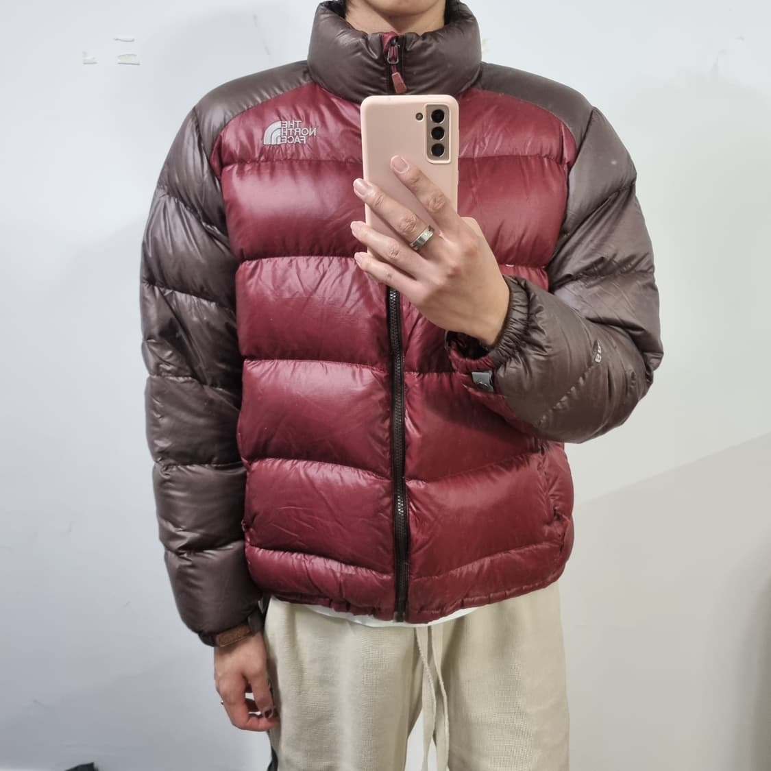 노스페이스 브라운/와인 패딩  상품이미지3