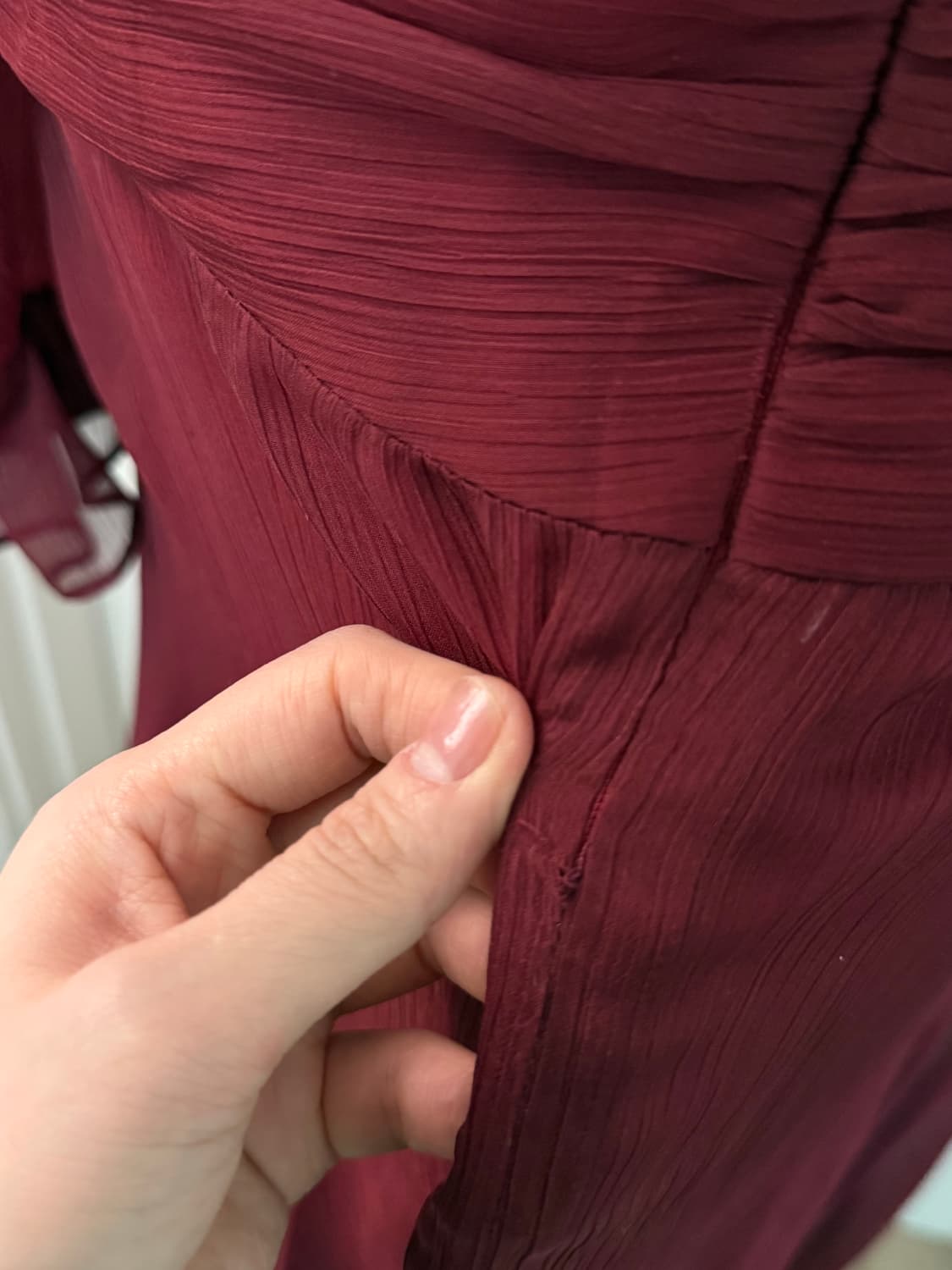 신스덴 버건디 러플 롱 원피스 M 상품이미지4