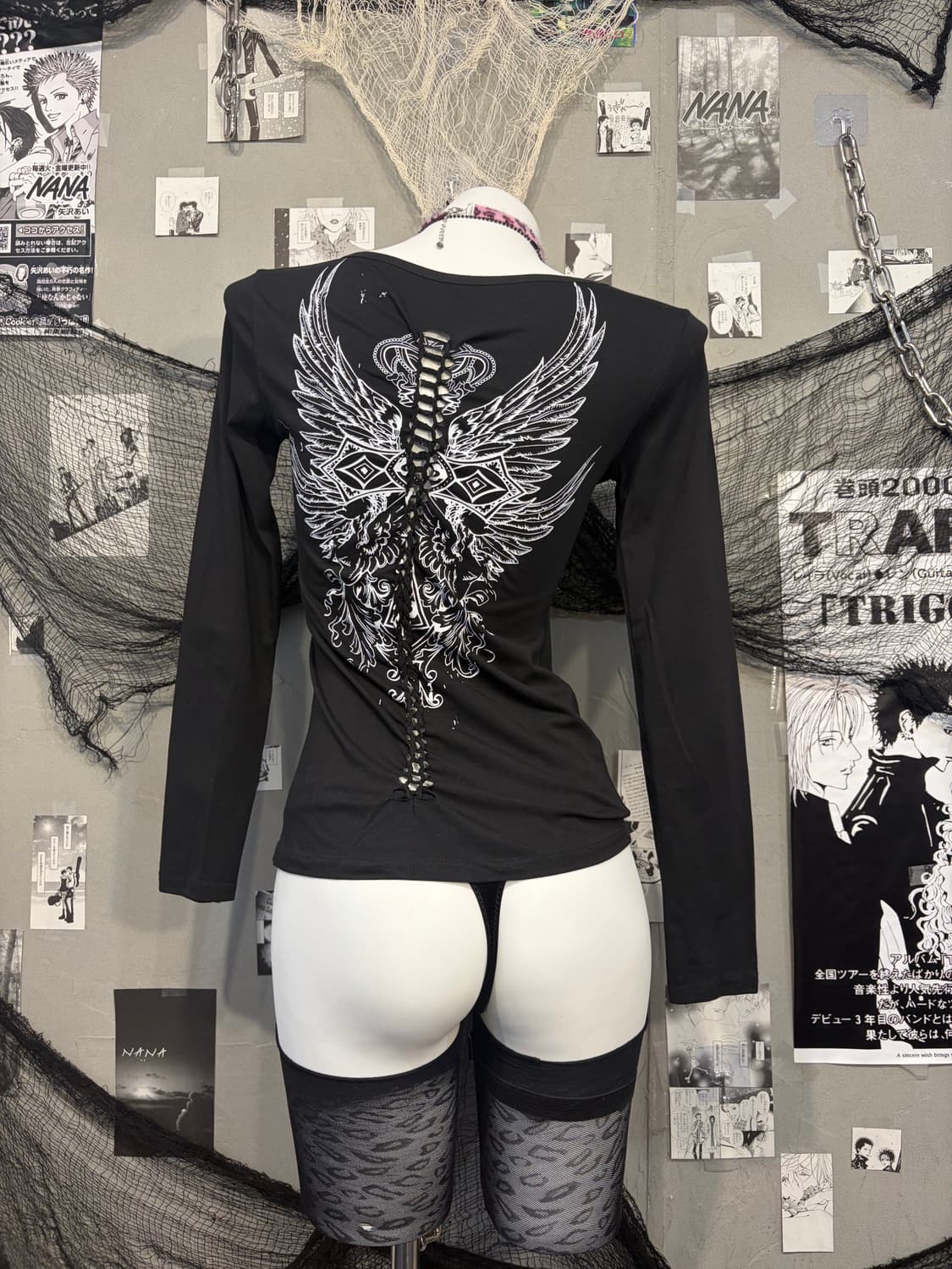 PUNK cubic skull Lace-up back longsleeve 상품이미지5