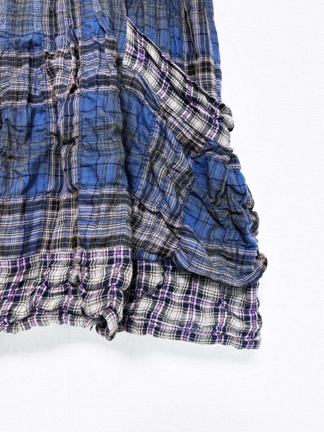 Patchwork Pleated Mini Skirt - Blue 상품이미지5
