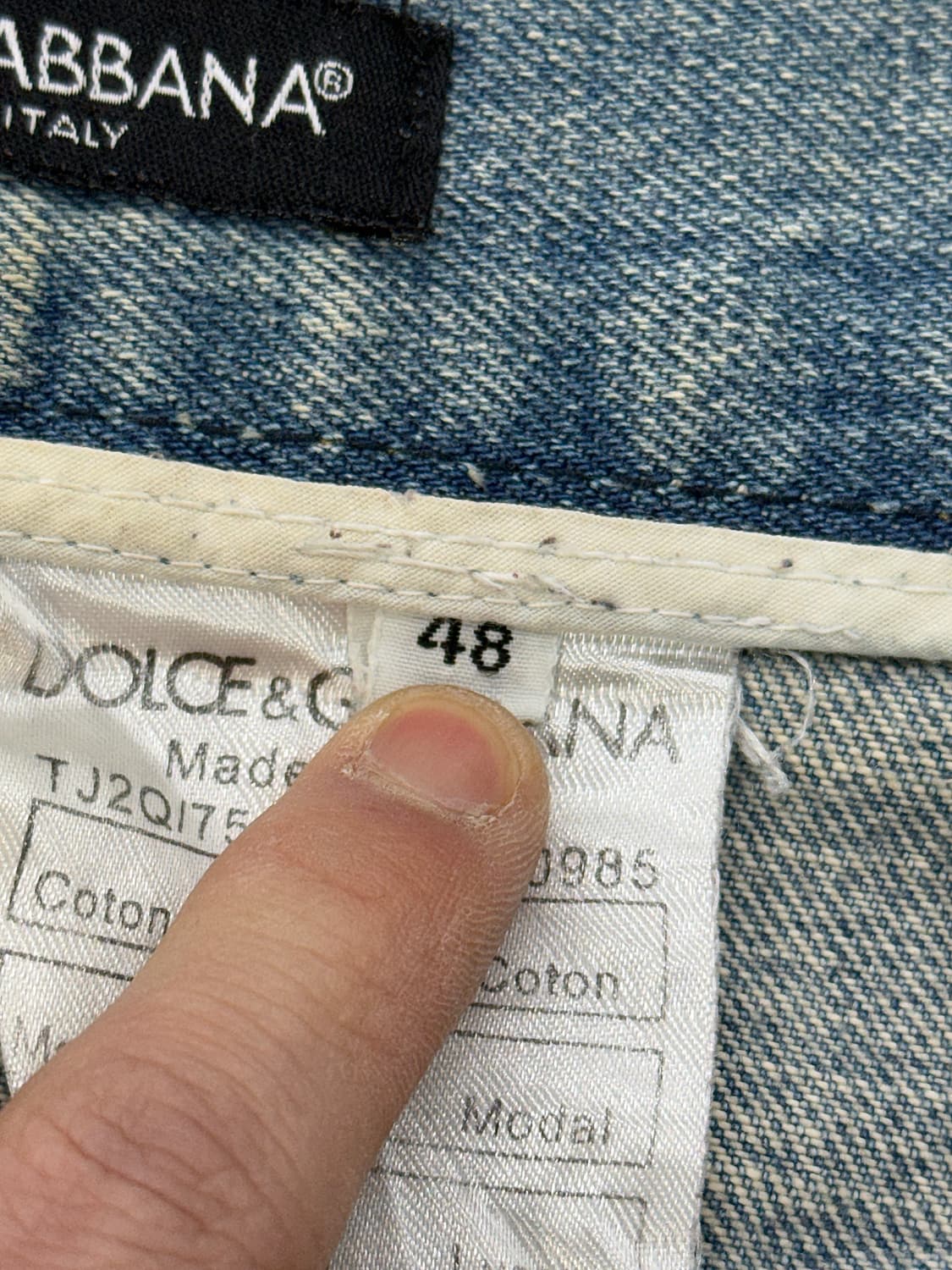 돌체앤가바나 백 플레이트 디스트로이드 그리니 데님 팬츠 상품이미지8