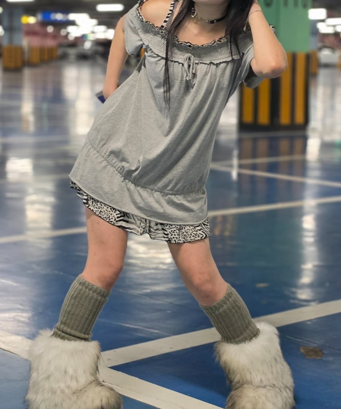 갸루빈티지 프릴 오프숄더 원피스 상품이미지1