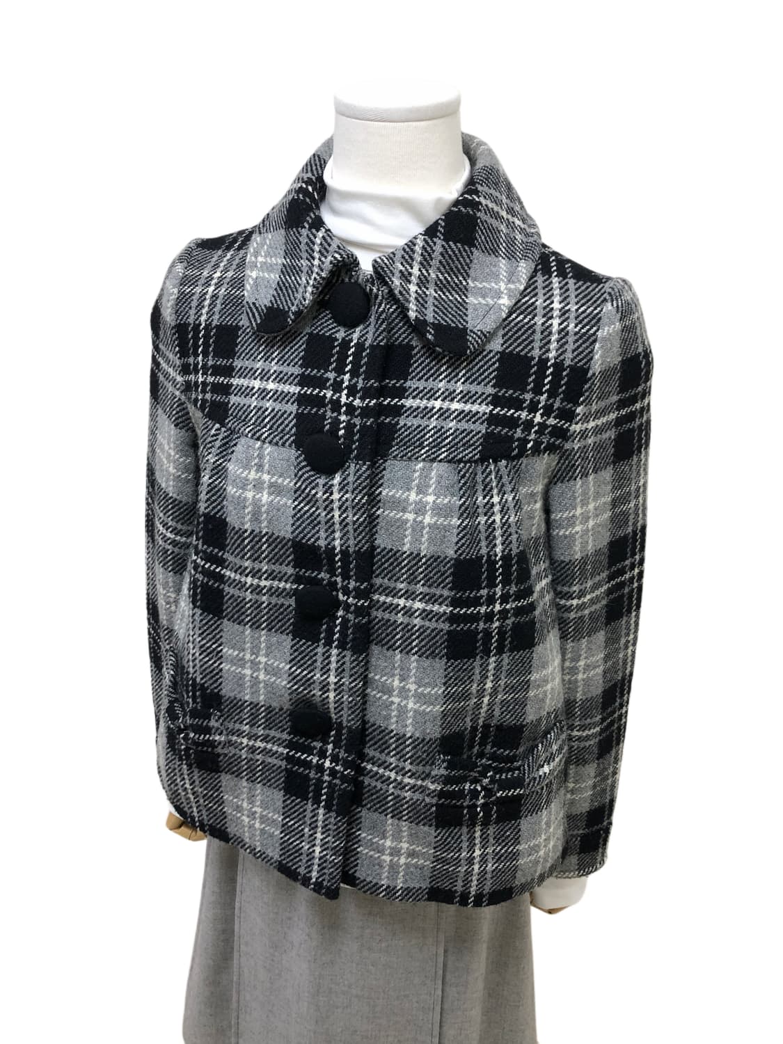 바비 숏 체크 코트 상품이미지5