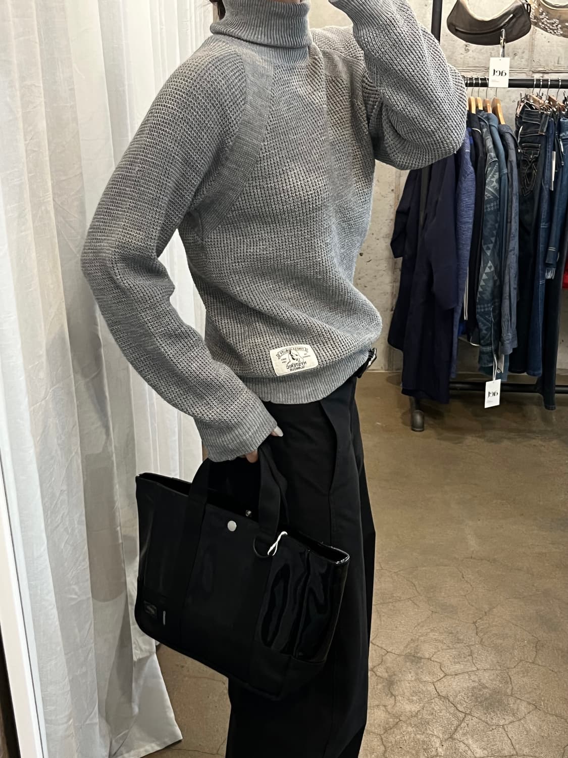 히스테릭 글래머 터틀넥 스웨터 그레이 상품이미지6