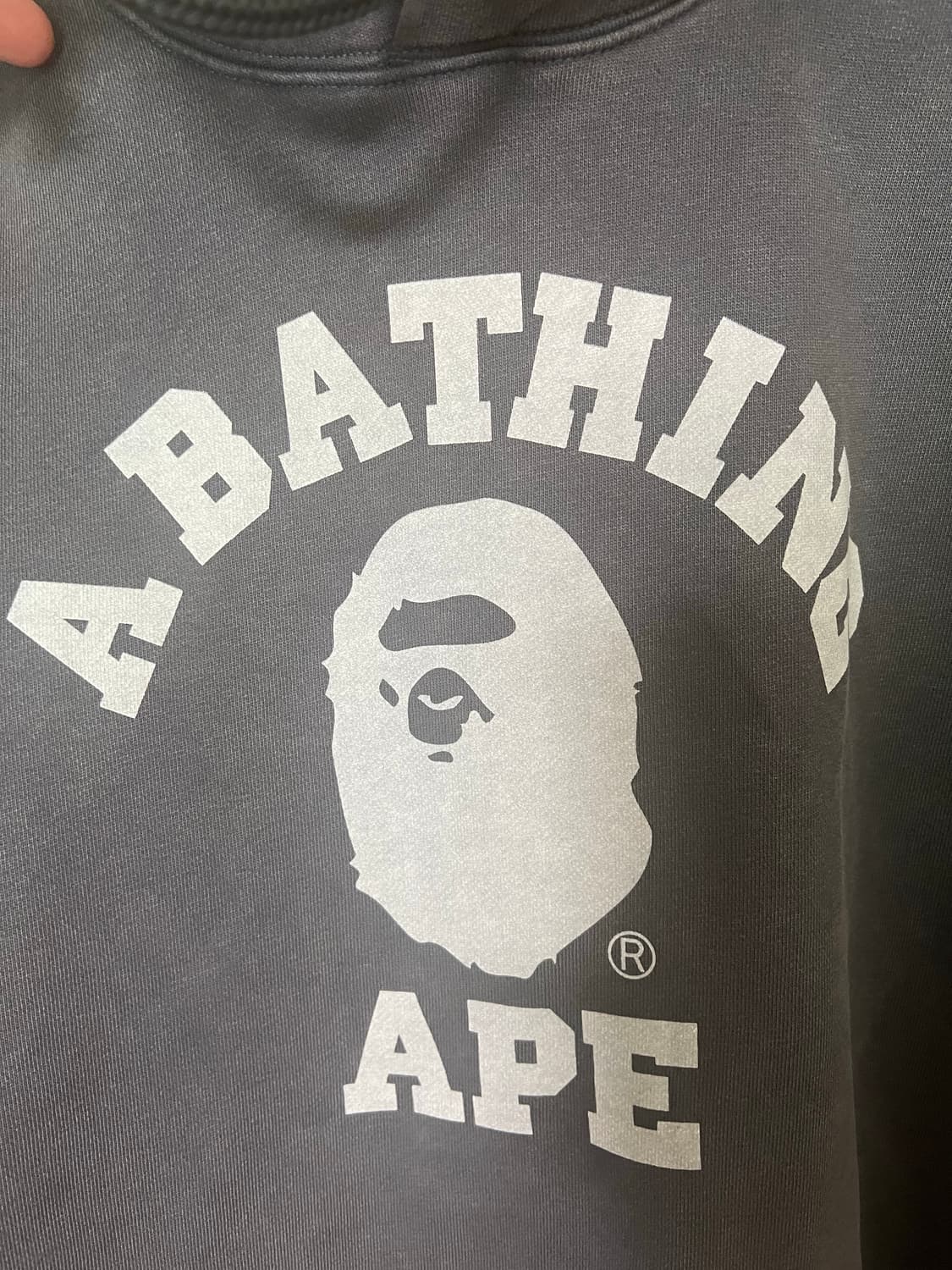 베이프 A Bathing Ape 컬리지 후드티 XL 차콜 상품이미지3