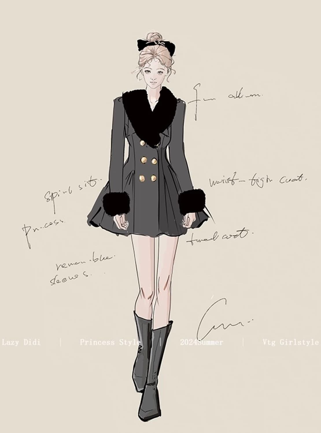 Lady DiDi 햅번블랙 더블버튼 하프 드레스코트 상품이미지3