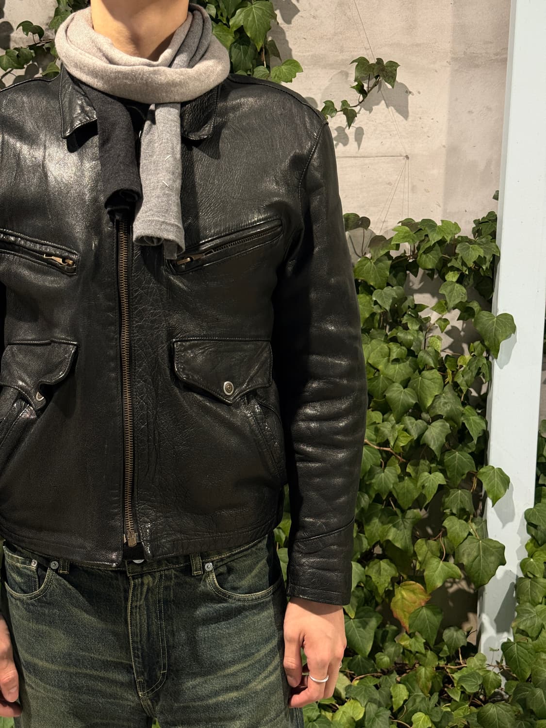 1980's 6pockets leather jacket 상품이미지6