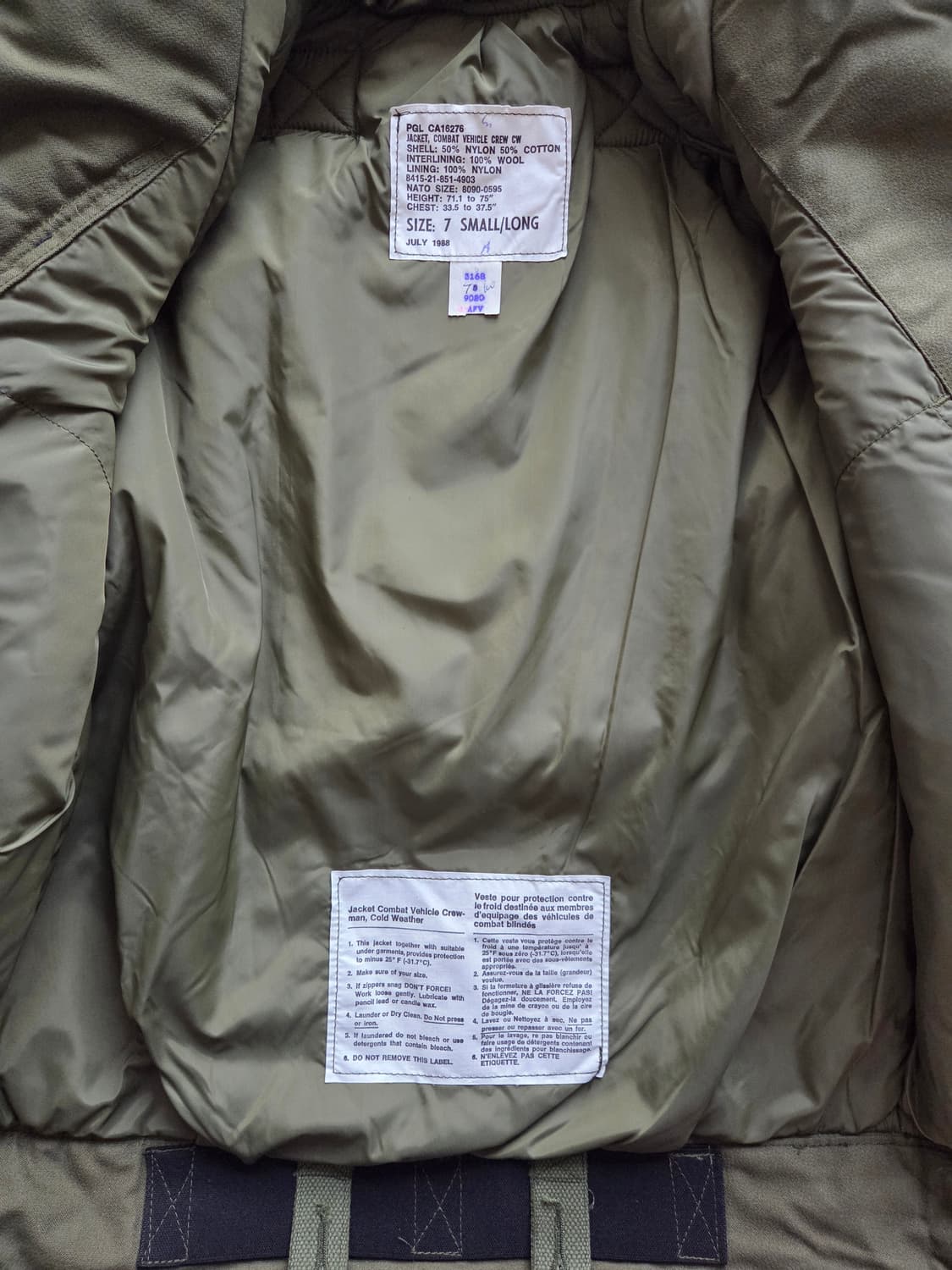 1988 OG 캐나다군 AFW CREW 탱커 자켓 S-L 상품이미지8