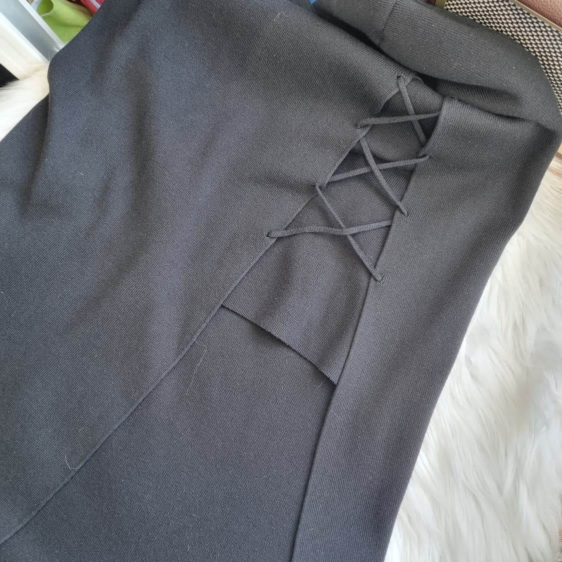 블랙 트임 니트 스커트 1825 상품이미지5