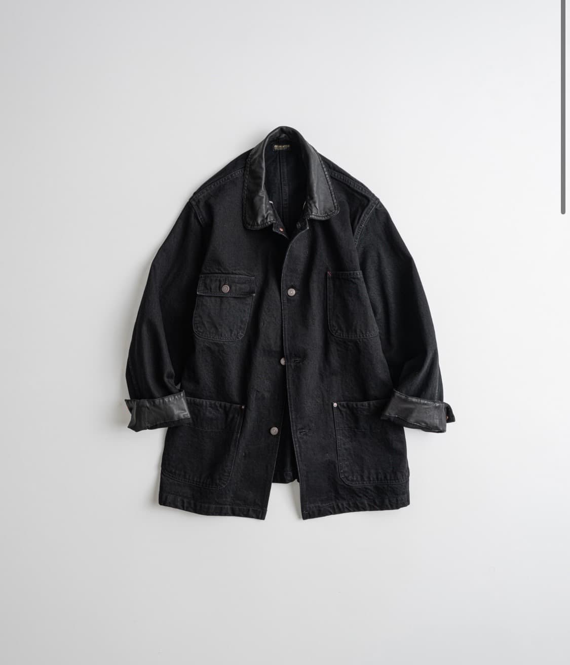 비헤비어 / 26SS 워시드 레더 카라 커버올 블랙 / 4 상품이미지1