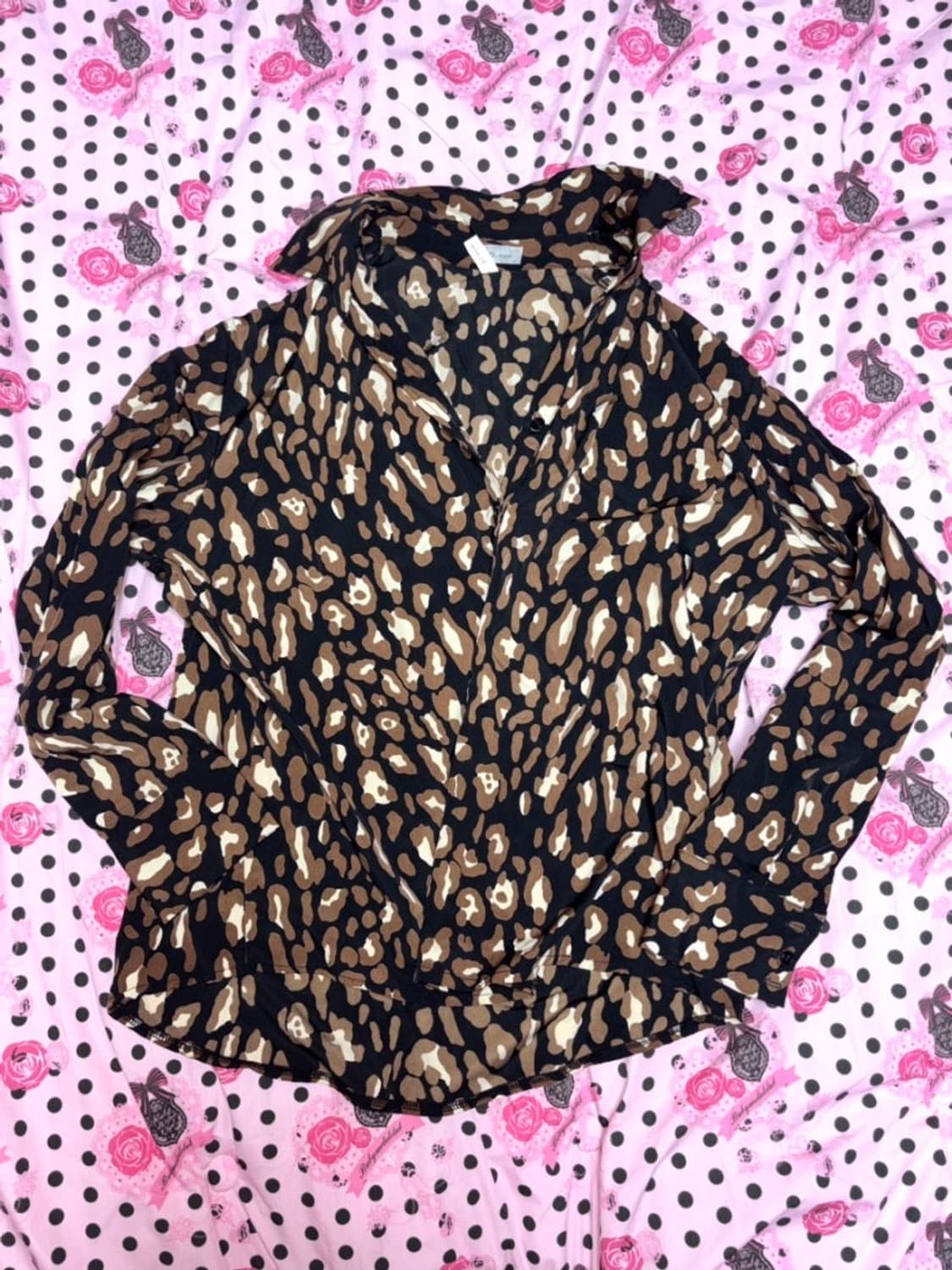 갸루 레오파드 블랙 셔츠 상품이미지1