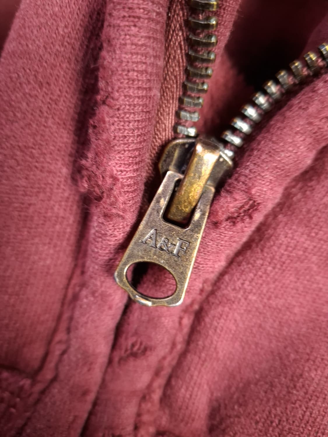 오리지날 아베크롬비 버건디 와플 데미지 후드집업 상품이미지3