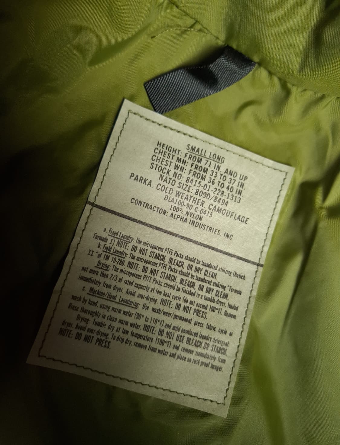 새제품 오리지날 90's 초기형 미군 1세대 우드랜드 고어텍스 파카 상품이미지4