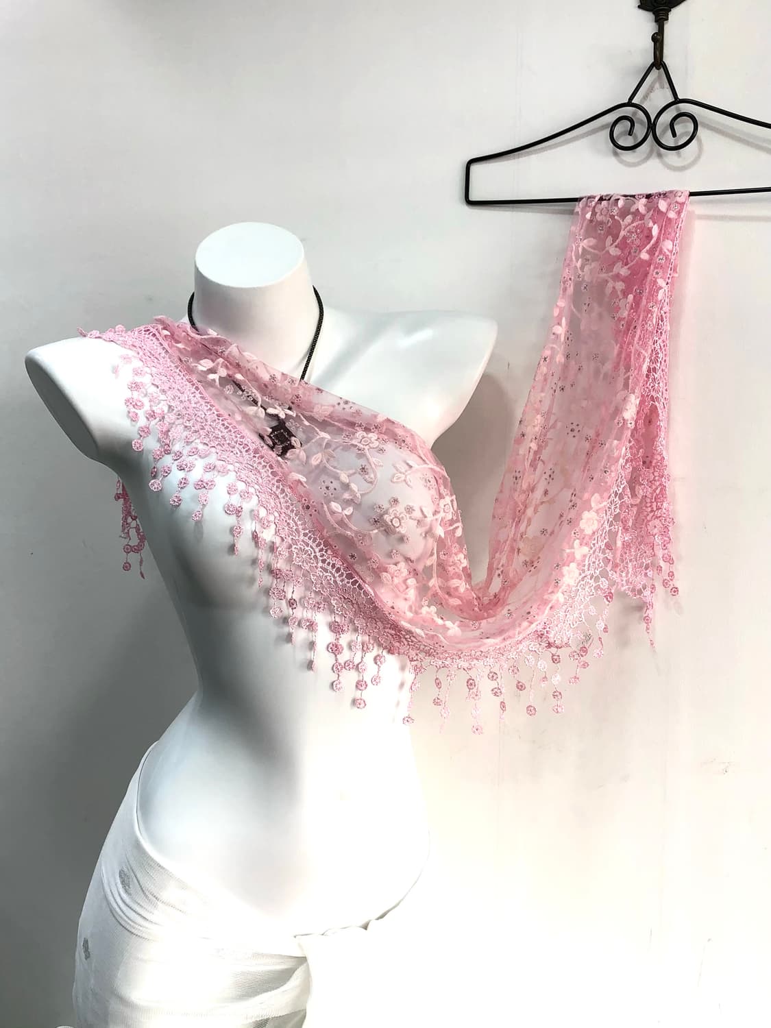 pink floral pattern shawl scarf  상품이미지3