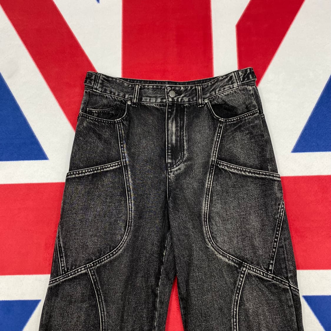 IDWS 아이돈워너셀 와이드 흑청데님팬츠 0 실측32 상품이미지2