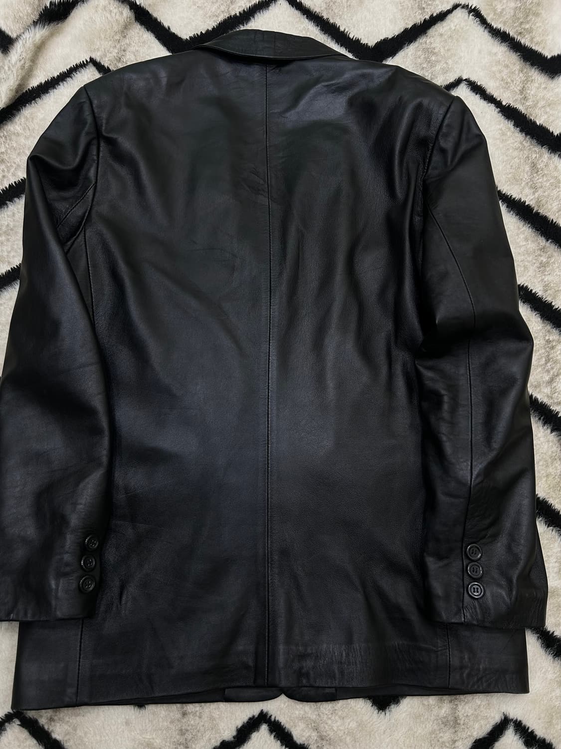 [2XL]빈티지 리얼레더 투버튼 블레이저/블랙 상품이미지3