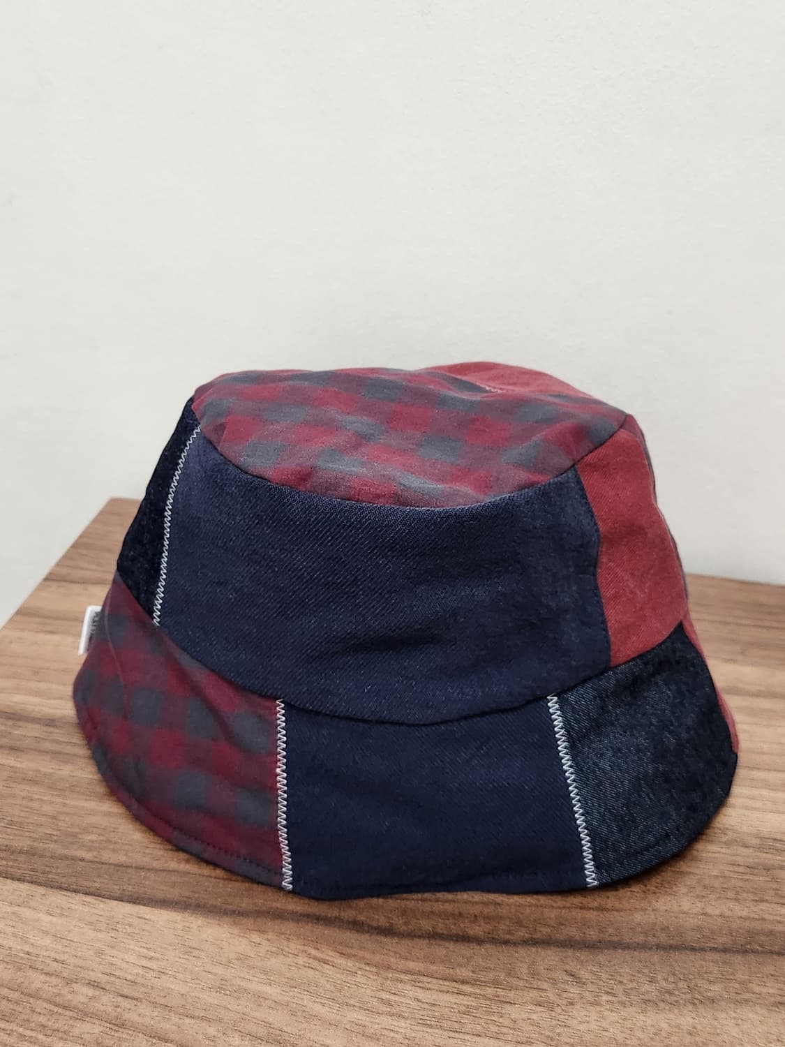 (no.4) 리버시블 패치워크 버킷햇 Navy&Burgundy Mix 상품이미지2