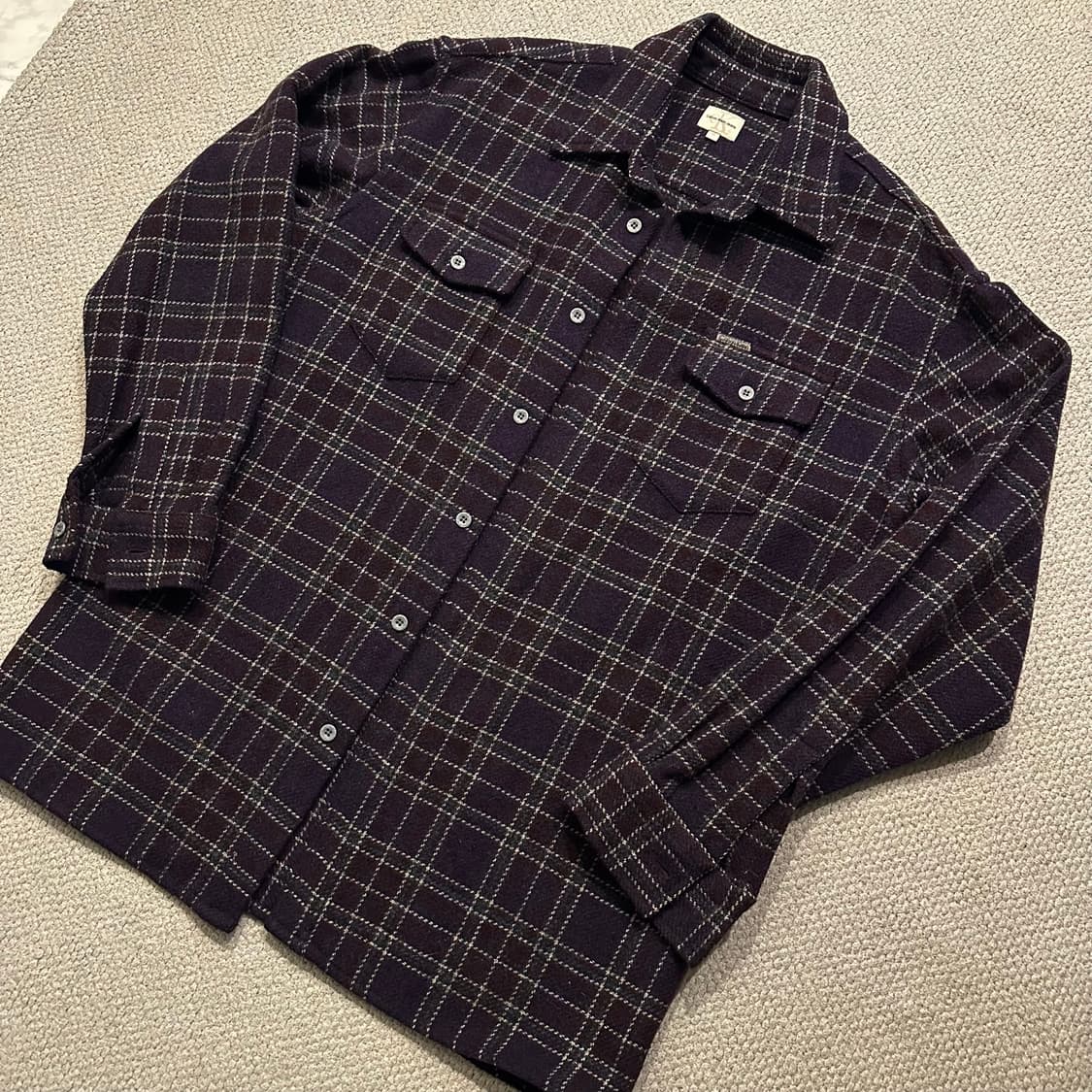90s Italy 캘빈클라인 Calvin Klein 헤비 울 체크셔츠 상품이미지2